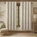 Boho Floral 100% Blackout Curtains 72 Inch Length 2 Panels Set, Linen Texture Farmhouse Curtains Beige Tassel for Living Room Bedroom Vintage Rustic Patterned Printed Western Rod Pocket, 52"W x 72"L