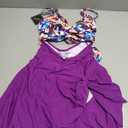 ZAFUL Women One Piece Swimdress Tummy Control Bathing Suit Push Up Swimsuit Modest Swimwear Cutout V Neck Cute Tie Knot Skirt (Small, Purple Floral)