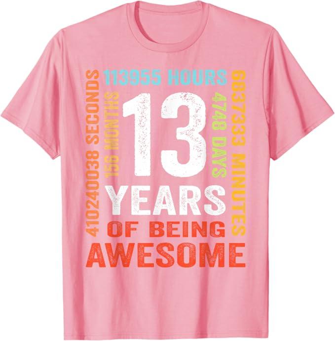 13 Years Old 13th Birthday Gift Vintage 156 Months Boy Girl T-Shirt