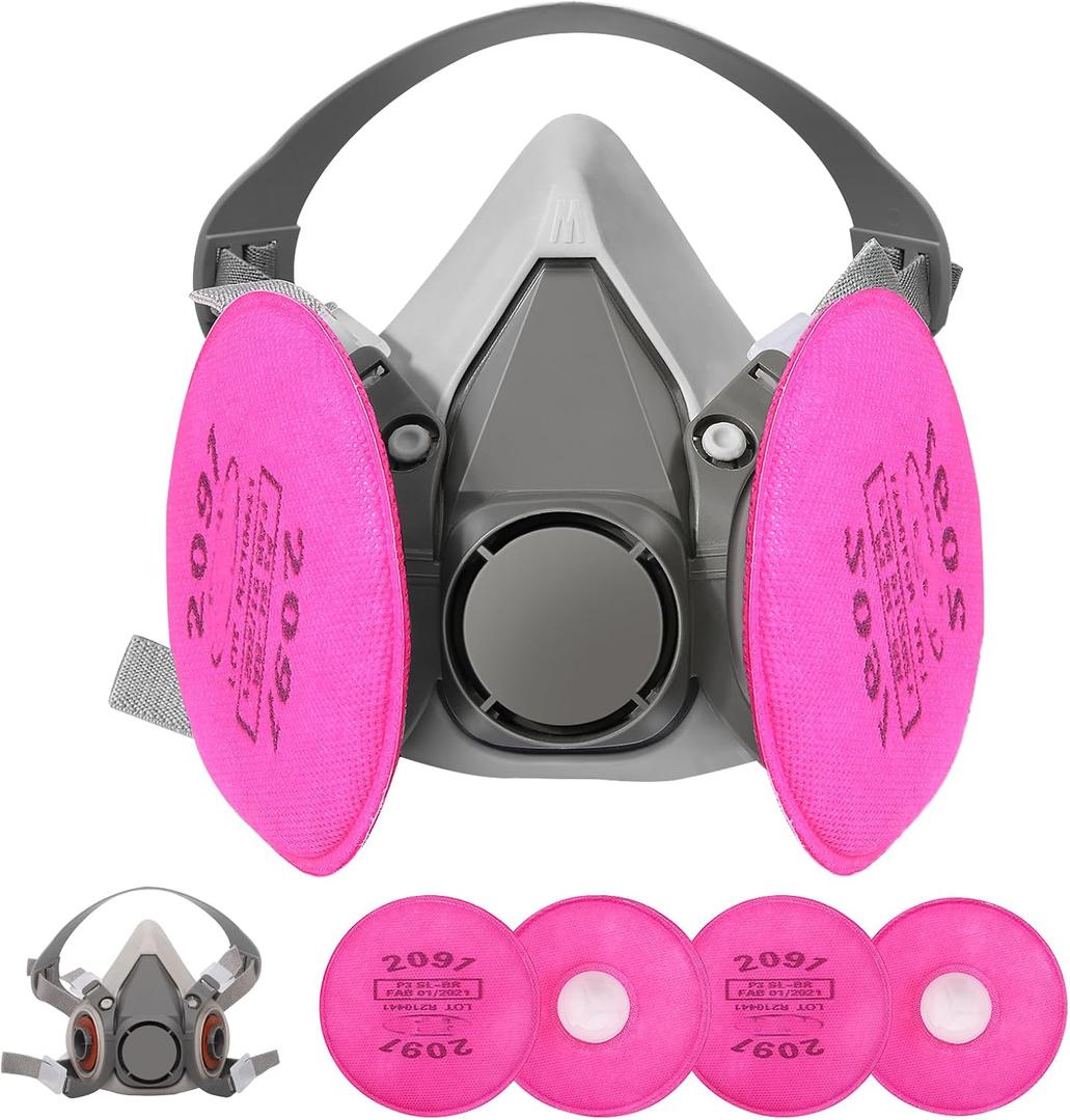 Reusable Half Face Cover - Respirator Mask with Filters for Painting, Dust, Welding, Resin, Fume and Organic Vapor Gas