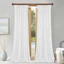 StangH White Curtains 90 inches Long, Super Soft Velvet Light Dimming Window Drapes Back Tab Home Decor for Sliding Door/Nursery Bedroom/Living Room, W52 x L90, 2 Panels (52"W x 90"L (Pack of 2), Bleach White)
