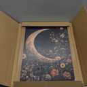 Palette Dreams Moody Gothic Moon and Vintage Flowers Canvas Wall Art, Mystical William Morris Wall Decor,Witchy Dark Academia Celestial Poster Prints for Bedroom Living room 12x16 inch Wood Framed