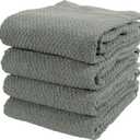 KAF Home Set of 4 Deluxe Popcorn Terry Kitchen Towels | 20 x 30 Inches | 100% Cotton Kitchen Dish Towels (Agave Geen)