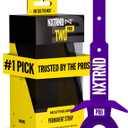 Nxtrnd Two Pro Football Mouth Guard, Permanent Strap, Fits Adult & Youth (Purple)