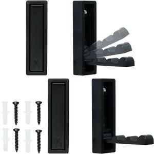 4PCS Magnetic Folding Wall Hooks, Heavy Duty 30LB Zinc Alloy Foldable Coat Hooks for Hanging Towels, Coats, Bags, Keys - Space Saving Black Wall Mounted Hooks for Bathroom, Kitchen, Entryway, Closet