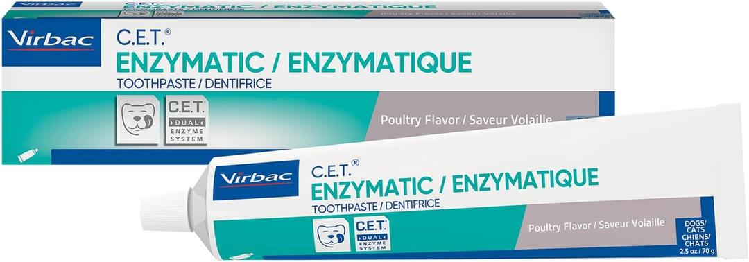 2 x Virbac C.E.T. Enzymatic Toothpaste| Tartar & Plaque Control for Fresh Breath | Pet Dental Care Toothpaste | Poultry Flavor, 2.5 oz