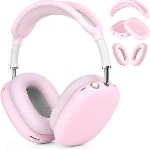 Case for Airpods Max Headphones, Ear Pad Case Cover/Ear Cups Cover/Headband Cover for AirPods Max (USB-C/Lightning)(2024/2020), Silicone Cover for Apple Airpod Max, Accessories Cases(Pink)