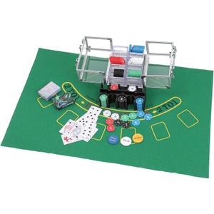 JolliLudo Texas Holdem Poker Chip Set Includes 200 Poker Chips 1 Holder 2 Card Decks 1 Mat 1 Tin Storage Box Blackjack Fun Game Night Supplies Gift for Christmas