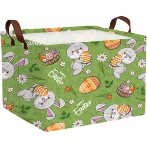 Large Rectangular Cute Kid Easter Basket Empty Bunny Eggs Easter Basket Gift Spring Room Storage Organizer Décor