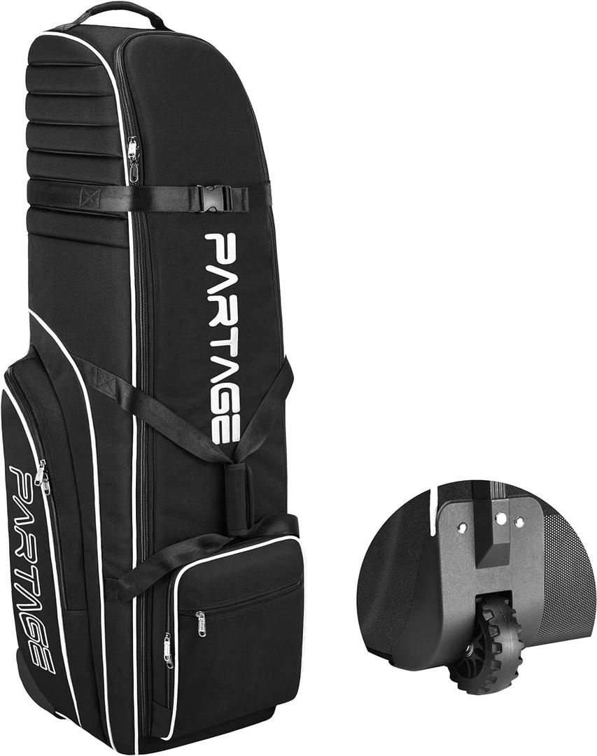 Partage Golf Travel Bag with Wheels, Golf Travel Case for Airlines, 900D Heavy Duty Oxford -Black