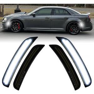 LED Side Marker Light Compatible with Chrysler 300 for Chrysler 300s for Chrysler 300c 2015 2016 2017 2018 2019 2020 2021 2022 2023 2024 Front Rear Side Marker Light, Smoked Lens, 4PCS