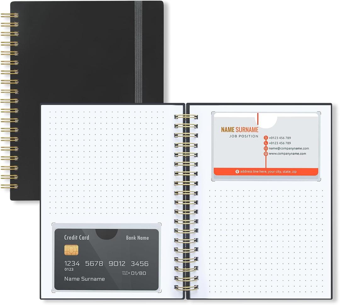 OneSky Business Card Organizer, Credit Card Organizer, Large Notes Area for You to Record any Information about the Card, Suitable for Business/Credit/Gift Cards,etc.Capacity: 64 Cards (BLACK)
