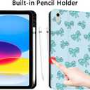 Case for iPad 11th (A16) 11-inch 2025 / 10th Generation 10.9-inch 2022, Blue Bow Cute Chic Aesthetics with Pencil Holder for Kids, Boys, Girls, Anti-Slip, Anti-Shock, Light Blue-Blue Bow
