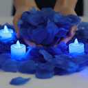LANKER 500 PCS Blue Artificial Rose Petals with 24 PCS Bright Flickering Blue Flameless LED Tea Lights Candles (Blue Lights with Blue Rose Petals)
