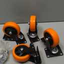 4" Caster Wheels, Casters Set of 4 Heavy Duty - Orange Polyurethane Castors, Top Plate Swivel Wheels, 4-Pack Industrial Casters with Brake, Locking Caster for Furniture and Workbench