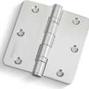 Haidms 3 Pack Ball Bearing Door Hinges 3.5 Inch Satin Nickel Door Hinges with 1/4'' Radius Corner 304 Stainless Steel Hinge for Heavy Duty Exterior Doors