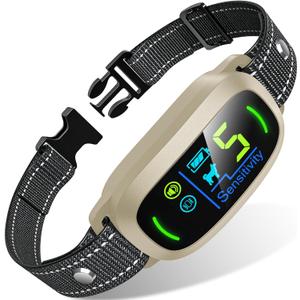 FAFAFROG Dog Bark Collar, Rechargeable Smart Collar, Anti Barking Training Collar with 5 Adjustable Sensitivity Beep Vibration, Bark Collar for Large Medium Small Dogs (Yellow)