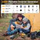 220W Power Inverter Compatible with Dewalt 20V Battery, DC 20V to AC 110V Inverter, Portable Power Station Generator with 1 AC Outlet, 2 USB Ports & 1 Type-C Fast Charging, 400LM LED Work Light