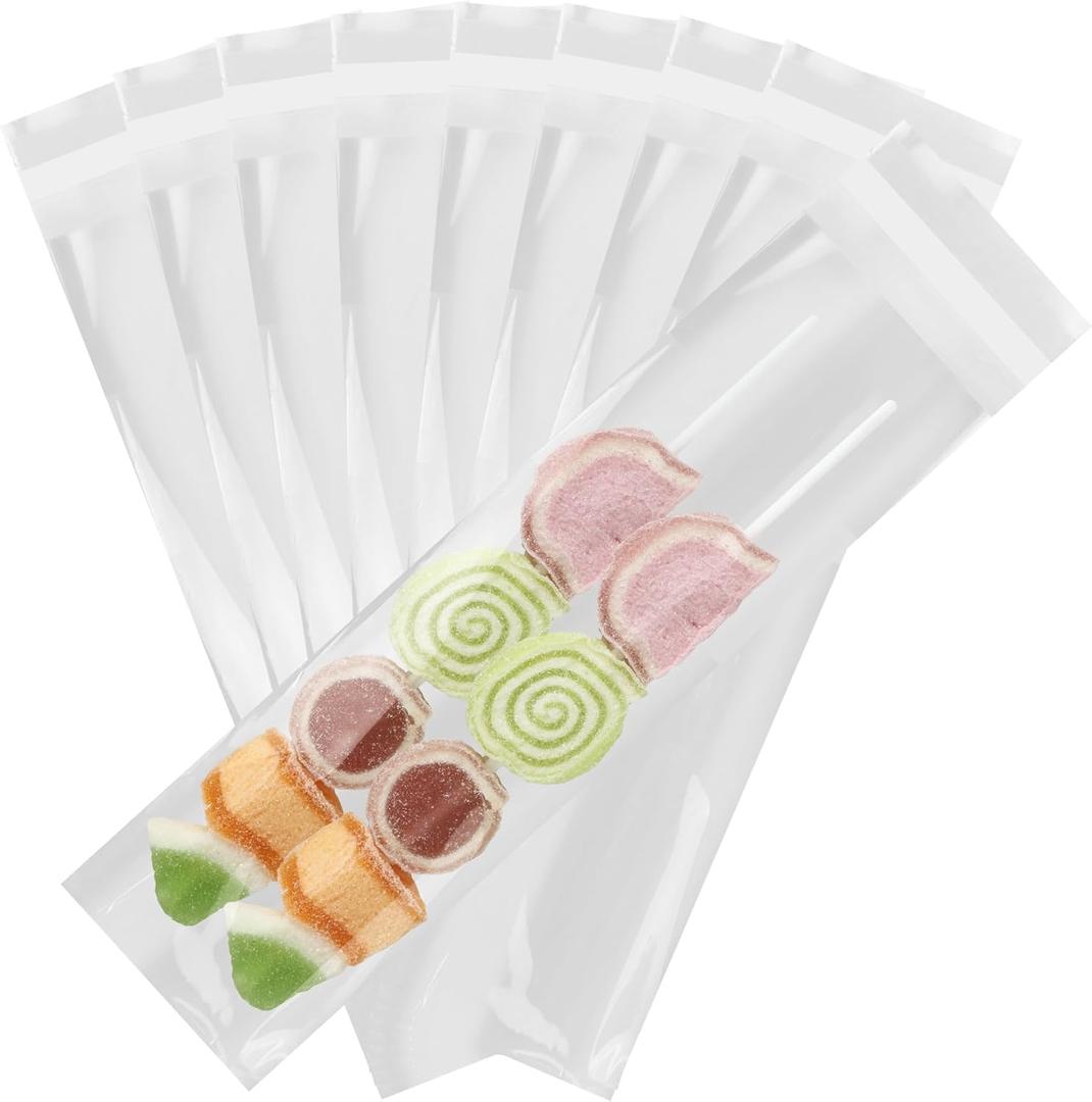 iMailer - 500 Pcs - 3" x 11" Pretzel Bags Self Adhesive-Self Sealing Cellophane Bags for Chocolate, Candies, Cookies
