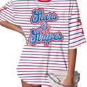 gAmerican Flag Patriotic Shirt for Women 4th of July T Shirt Funny USA Print Tees Oversized Independence Day Tops Large