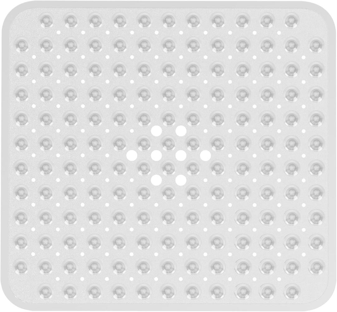 AmazerBath Shower Mat Non Slip 21 x 21 Inches, Square Shower Mat with Suction Cups and Drain Holes, Shower Stall Mat Machine Washable (Clear)