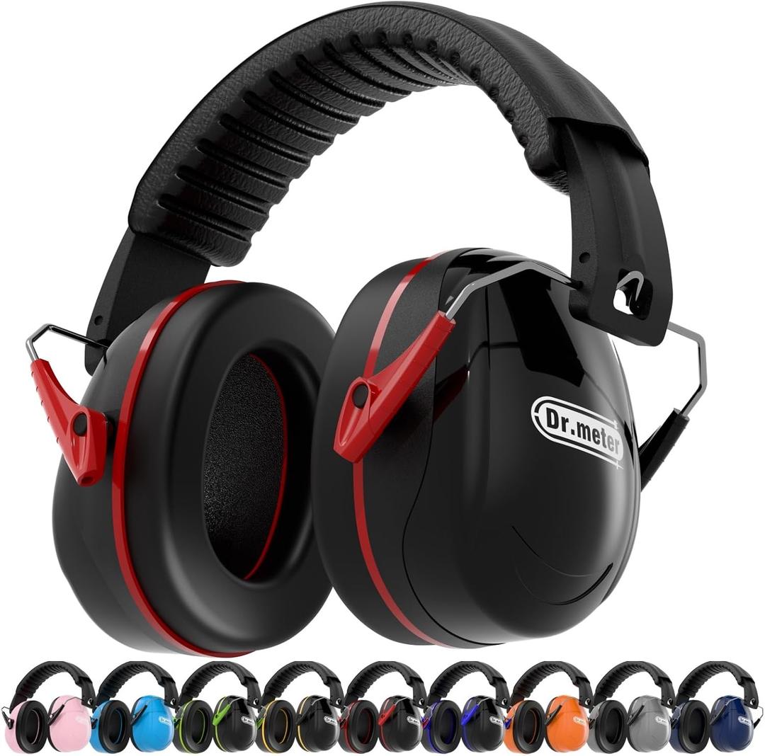Dr.meter Ear Protection Ear Muffs, 31dB Noise Reduction Safety Earmuffs with Adjustable Headband for Adults Kids Autism Sensory Hearing Protection, Earmuff for Range Mowing, Hunting, Monster Jam