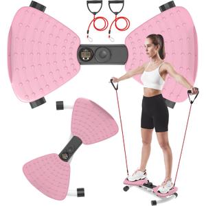 renZEC Waist Twister Machine, Adjustable Exercise Twist Board for Women Men, Noiseless Ab Twister for Home Gym Equipment, 330 lbs Capacity | Track Time, Reps, Calories with Digital Display (Pink)