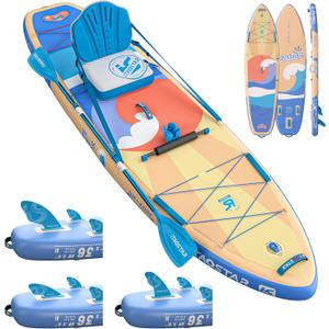 Billow 11'6"36" Extra Wide Paddle Board with Seat, One-Stop Premium SUP Board Accessories, Tailored Fins, Stable Inflatable Stand Up Paddle Boards for Youth/Adults of All Skill Levels (W01CP-Orange)