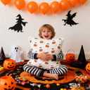 Halloween Pillow Covers 18x18 Set of 2 Double-Sided Embroidered Ghost Pumpkin Throw Pillow Cover Soft Plush Fall Decor for Home Couch Bed Living Room (White)