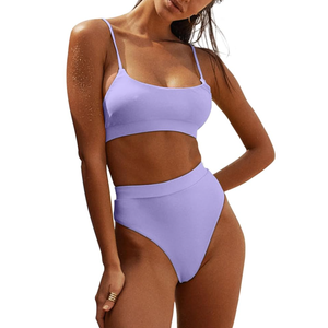 MELYUM High Waisted Bikini Sets for Women Two Piece Swimsuit Tummy Control Bathing Suit Cheeky Bottoms Push Up Top, L