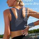 RUNNING GIRL Sports Bras for Women High Support,Seamless Ribbed Longline High Neck Sports Bra Racerback Padded Crop Top Yoga (L)