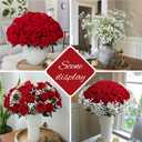 HyeFlora 35 PCS Artificial Red Roses with 15 PCS Fake Baby Breath Realistic Fake Flowers Bouquet with Long Stem for DIY Wedding Party Home Decoration Vase Tables Centerpieces Arrangements Gift for Her