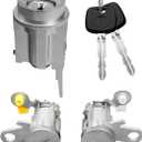 Ignition Switch Lock Key and Front Door Lock Cylinder Set Compatible with Toyota Tacoma 1995-2004 Replace 69005-35840 6905135070 6905735070