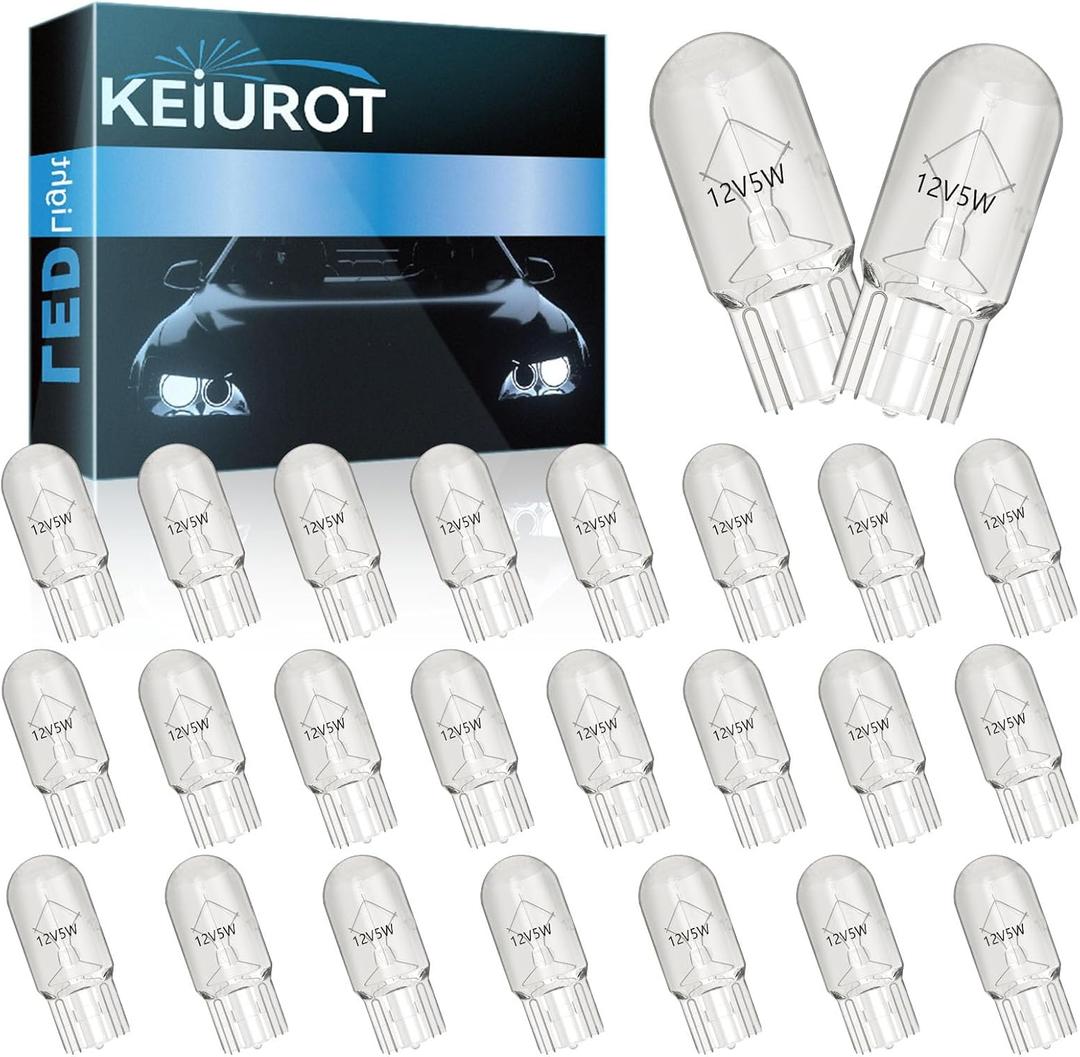 Keiurot Under Cabinet Light Bulbs T3.25 12V 5W Bulb, UnderCabinet Bulb Xenon for Kitchen Sewing Machine Outdoor Landscape Desk Pathway Lights RV Camper 2700K,25Pack