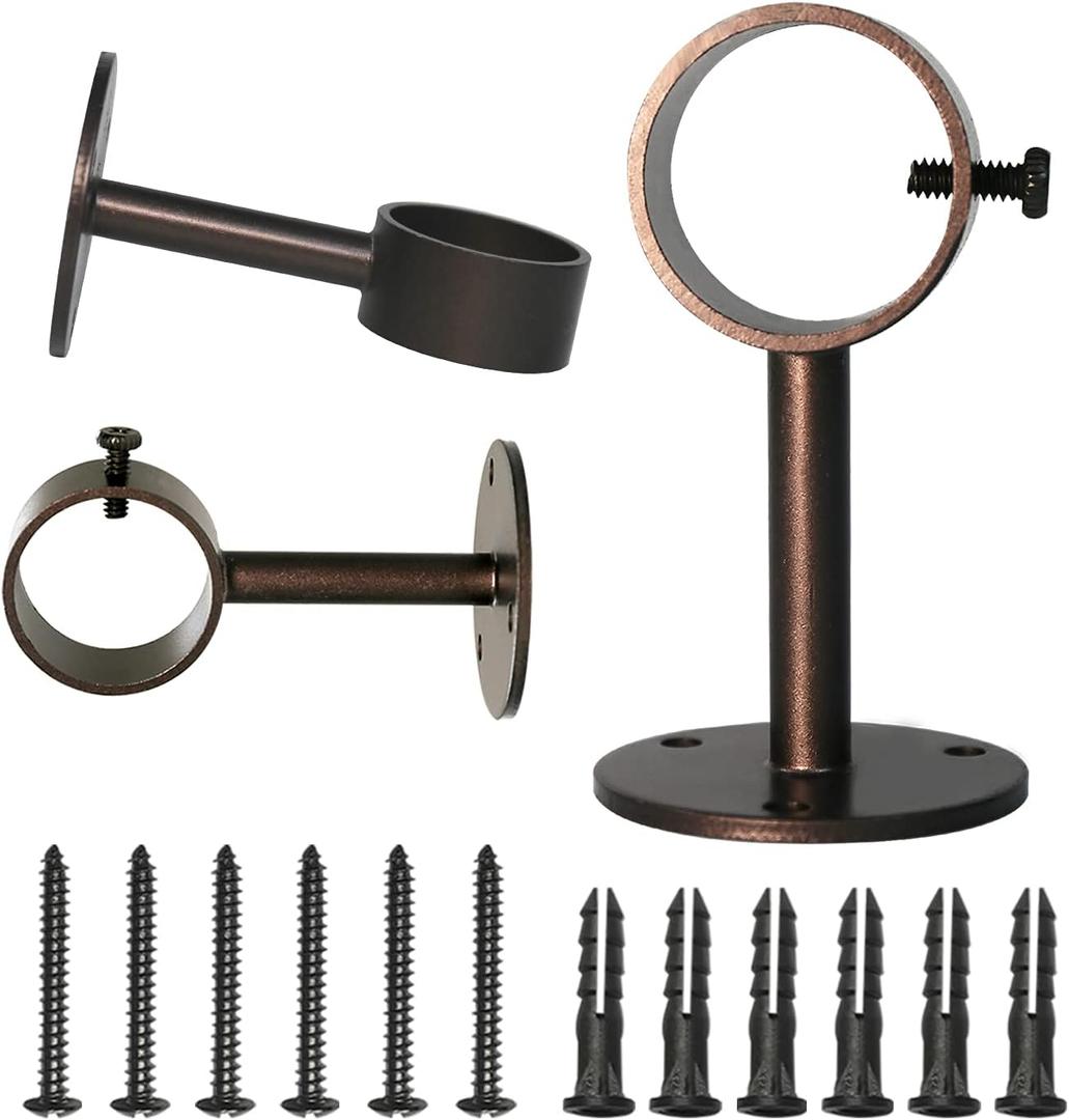 IHRDNNR Curtain Rod Brackets Heavy Duty Ceiling-Mount Drapery Hardware Holders Fit Rods up to 1 or 1.25 Inch Rods, Set of 3 (Bronze)