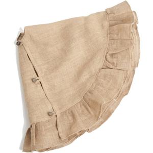 Natural Color Jute Burlap Christmas Holiday Ruffled Tree Skirt, 53 Inch Round