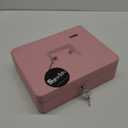 Large Locking Cash Box with Combination Lock and Money Tray, Money Box with Cash Tray, Lock Safe Box for Office Business, 11.8" x 9.5" x 3.5", Pink