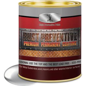 Water-Based Metal Anti-Rust Paint, High Gloss Silvery 16 fl oz, Metal Primer and Protective Coating, Rust-Proof Coating, Permanent Protection Against Rust and Corrosion