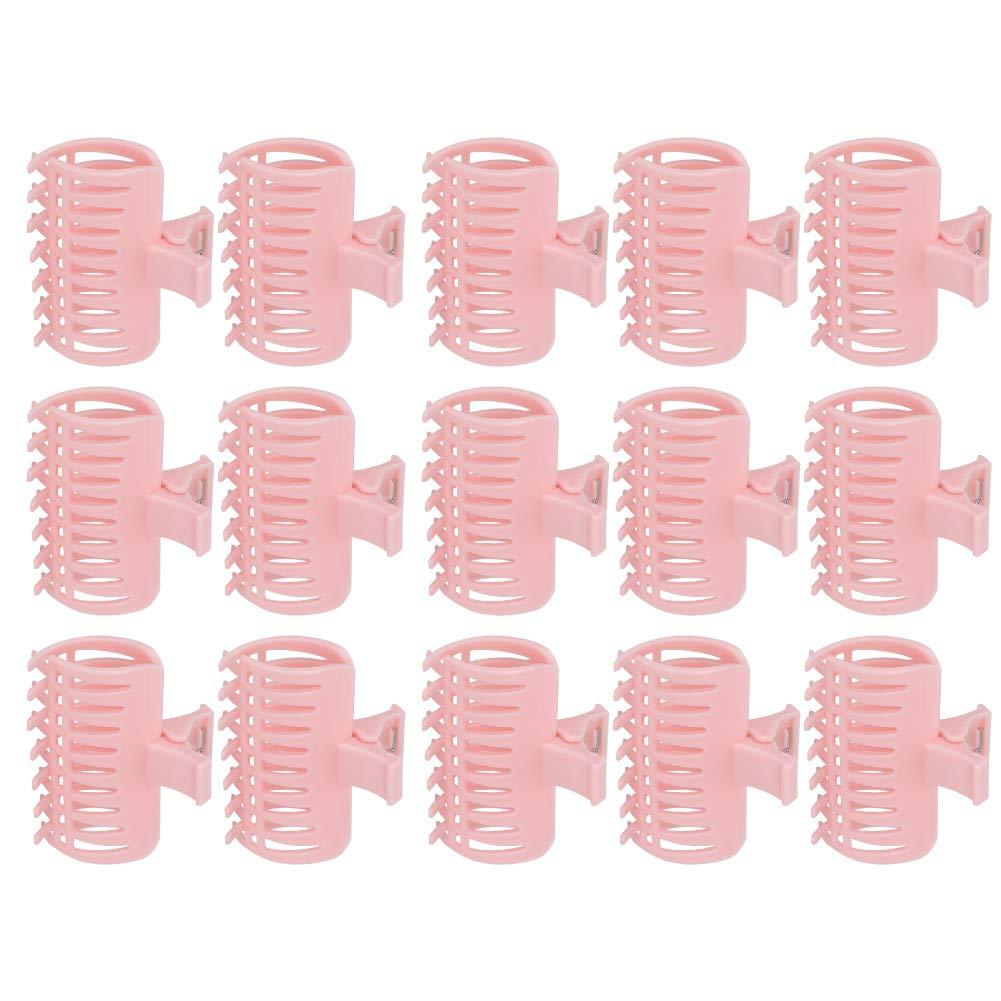 15PCS Hot Roller Clips, Curler Claw Clips for Girls Women, Hair Section Fixing Clamps, Holding Hairdressing Tool for Long and Medium Hair (Pink)