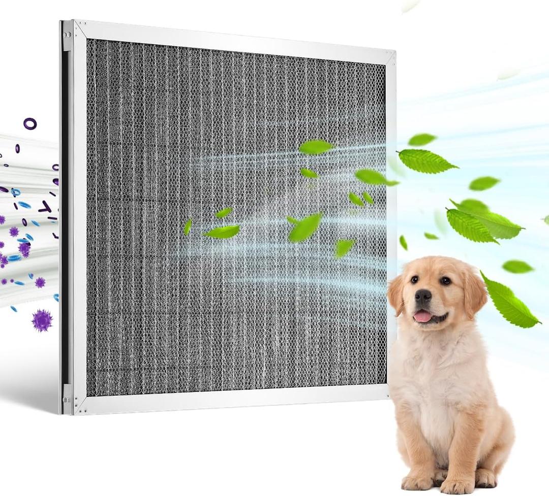 VEVOR Electrostatic Air Filter, 16x20x1 inch Washable & Reusable Aluminum AC/HVAC Furnace Filter, MERV 8 Long Lifetime, Healthier Home or Office (Actual Size: 15.5 x 19.75 x 0.82 in)