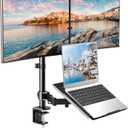 HUANUO Laptop Mount, Height Adjustable Dual Monitor Mount with Laptop Keyboard Tray Fit Two 13 to 27 Inch Flat Curved Computer Screens and 10 to 17 Inch Notebooks