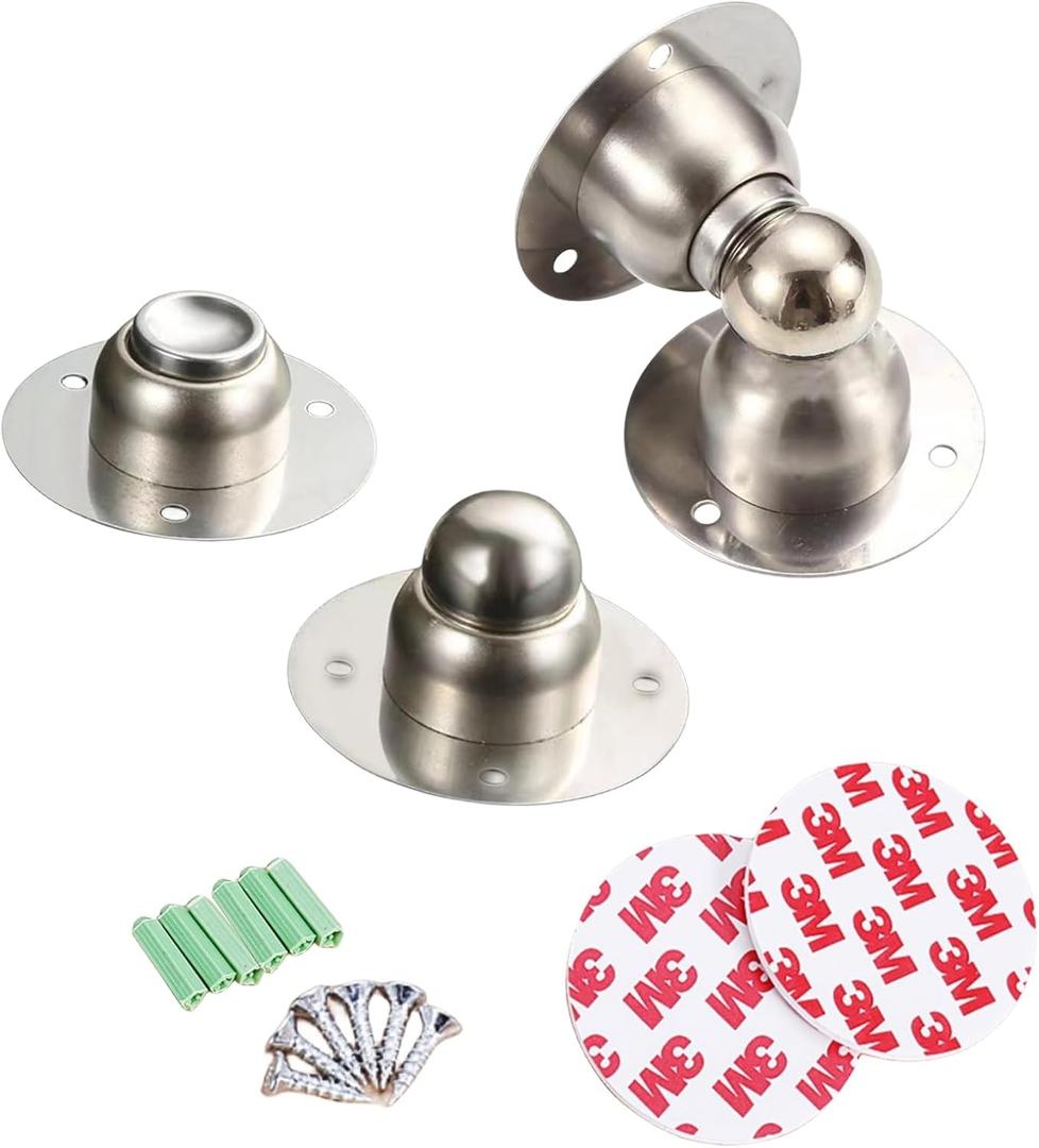 Door Stopper,2 Packs Mini Magnetic Door Stop for Heavy Duty Door,Stainless Steel Ultra-Short Soft Catch Door Stop to Hold Keep Door Open Securely (No need for punching)