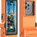 Waterproof Phone Case for Snorkeling - Underwater Touchscreen Housing, Universal Underwater Photo&Video Diving Case for iPhone 16/15/14 Pro Max Samsung Galaxy S25/S24 Ultra Up to 6.9'' Orange