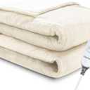 Electric Blanket Twin 62"x84" Heated Electric Blankets 10 Heating Levels 12 Time Settings 8 Hours Auto Off Fast Heating and Overheat Protection ETL Certified Machine Washable, Ivory