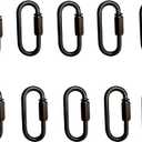 10- Pack Heavy Duty D Shape Chain Locking M4 4MM Chain Quick Link Connector (Black)