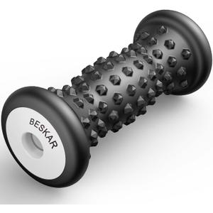 BESKAR Foot Massage Roller for Plantar Fasciitis Relief, Portable Reflexology Tool Pressure Point Massage Rollers, Deep Tissue Massages for Relieving Feet Arch Heel Pain, Myofascial Pain Syndrome (Carbon Black)