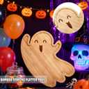 2 x Mezchi Cute Ghost Shape Halloween Charcuterie Board, Decorative Bamboo Serving Platter Tray, Wood Cheese Cutting Board, Charcuterie Tray Plates for Halloween Kitchen Decor, Gifts