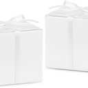 Adecortalk 100 Pcs Mini White Gift Boxes 2x2x2 Inches White Party Favor Boxes Gift Candy Boxes with Ribbons for Birtyhday Wedding Baby Shower Graduation Bridal Shower Halloween Christmas Valentine Gifts