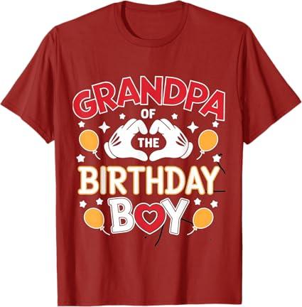 Grandpa of The Birthday Boy Family Party Decor Grandson T-Shirt Red Small