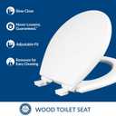 Mayfair Cassel Slow Close Toilet Seat, Easy Clean, Non Slip Premium Wood Seat, Easy Install, Made in USA, Round, White